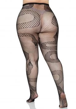 Leg Avenue Women's Snake Plus Size Net Tights -Cheap Halloween Store womens plus size snake net tights alt 4