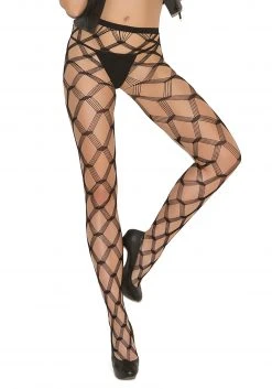 Elegant Moments Seamless Diamond Lace Pattern Women's Tights