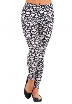 Just One Wholesale Women's Stacked Skulls Leggings
