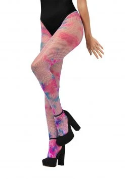 Smiffys Womens Unicorn Tie Dye Fishnet Tights