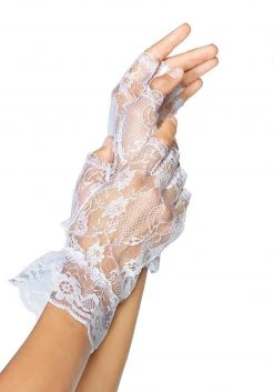 Leg Avenue Fingerless Women's White Lace Gloves